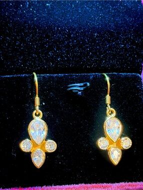 House Of RuSa Pure Silver 92.5 hallmark 22k gold plated Pure zirconia studded
